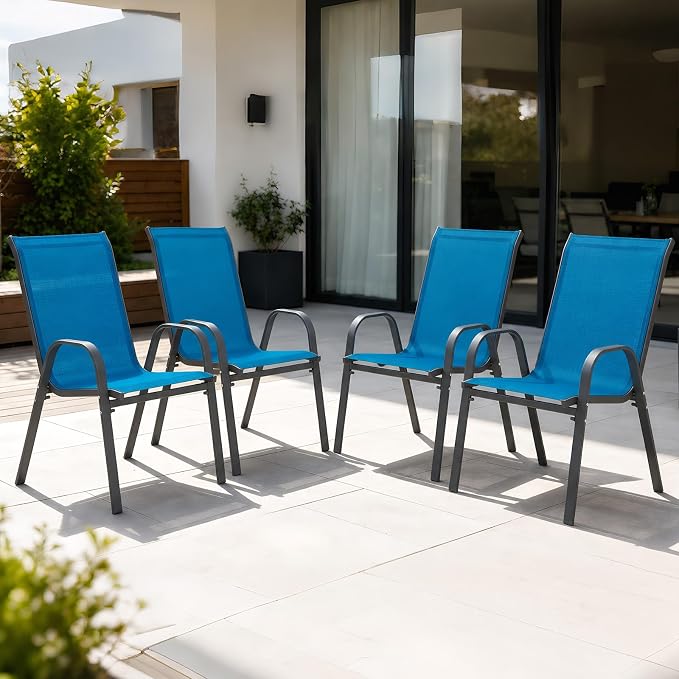 Majnesvon Outdoor Patio Chairs Set of 4, Stackable Patio Chairs, Front Porch by Majnesvon