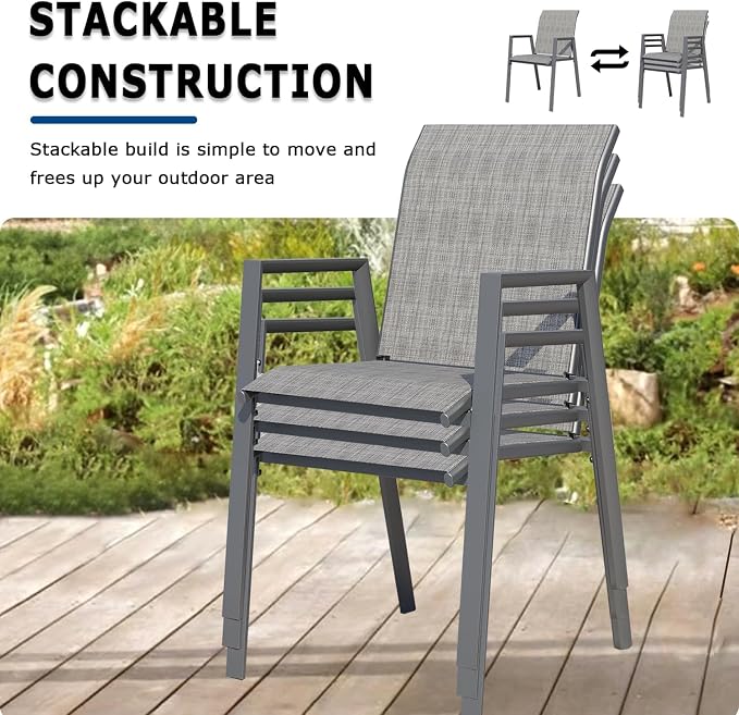 Outdoor Patio Chairs Set of 6, Lightweight Patio Set - Image 3