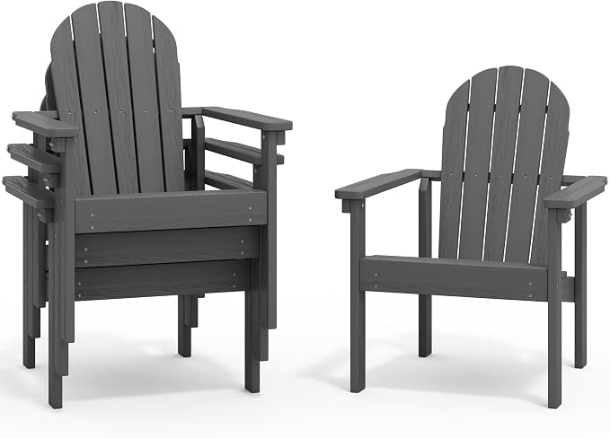 SERWALL HDPE Stackable Adirondack Chairs Set of 4, Space-Saving - Image 3