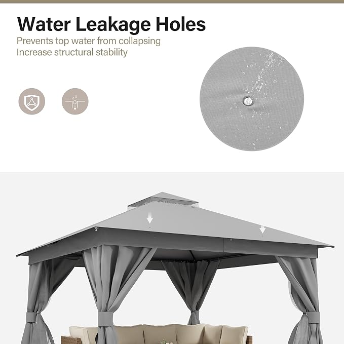 10'x13' Outdoor Gazebo, Heavy Duty Metal Frame Patio Canopy - Image 8