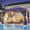 10'x13' Outdoor Gazebo with 50FT String Lights, Metal Heavy Duty Patio Canopy by LAUSAINTHOME