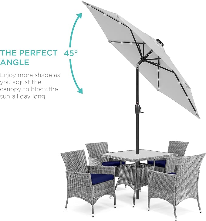 Best Choice Products 7.5ft Solar Umbrella LED Lighted Patio Umbrella, Table - Image 2