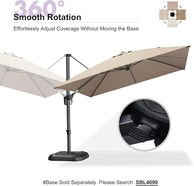 PURPLE LEAF Patio Umbrella Outdoor 10' x 10' Square Easy Assembly Tapue | Built - Image 8