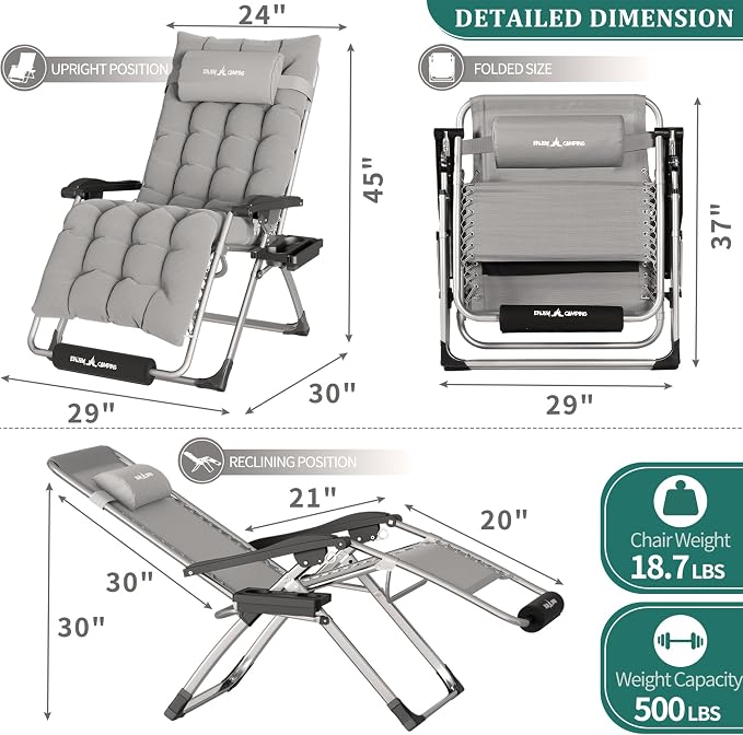 UDPATIO Oversized Zero Gravity Chair Patio Reclining Chairs - Image 3