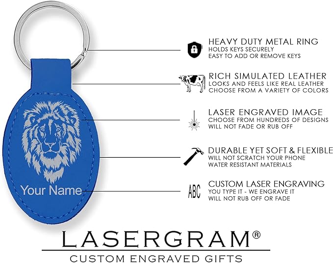 LaserGram Oval Keychain, Golfer Golfing, Personalized Engraving Included (Dark Blue)