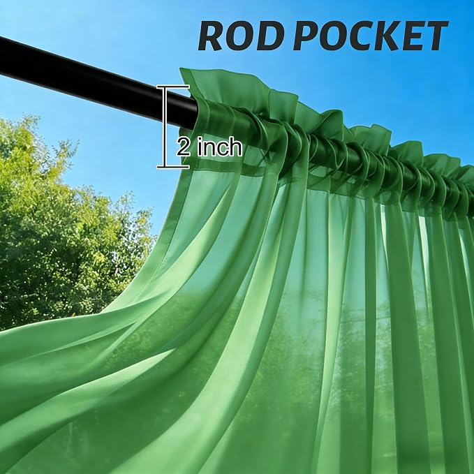 Outdoor Sheer Curtains for Patio Waterproof, 2 Panels Rod Pocket Indoor/Outdoor - Image 3