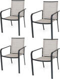 Anmutig Stackable Outdoor Dining Chairs Set of 4, Textilene Fabric, Breathable by Anmutig