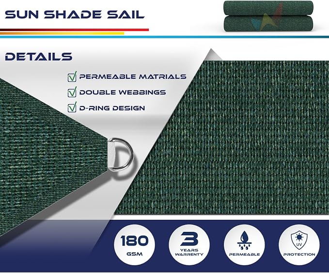 Windscreen4less 18' x 18' x 18' Sun Shade Sail Triangle Outdoor Canopy Cover UV - Image 3