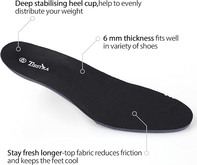 2 Pair-Insoles for Mens Memory Foam Shoe Inserts,Replacement Insoles for Work Boot Running Shoes-Shock Absorption and Cushion for Feet Relief,Comfort Inner Soles for Everyday Use Black 46EU/US13