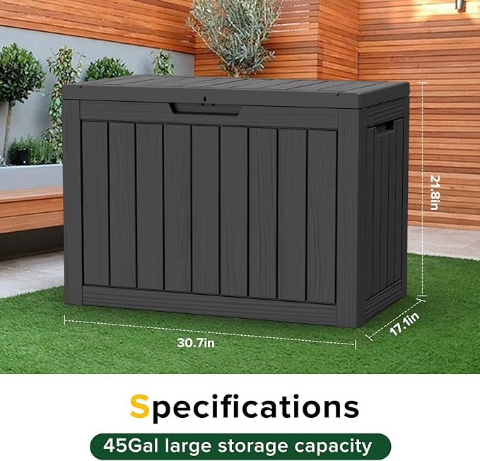 45 Gal Waterproof Outdoor Storage Box UV Resistant Deck Box | Resin storage bin - Image 2