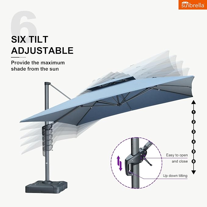 PURPLE LEAF Sunbrella Patio Umbrella 12FT Outdoor Umbrella Spectrum Denim | - Image 9
