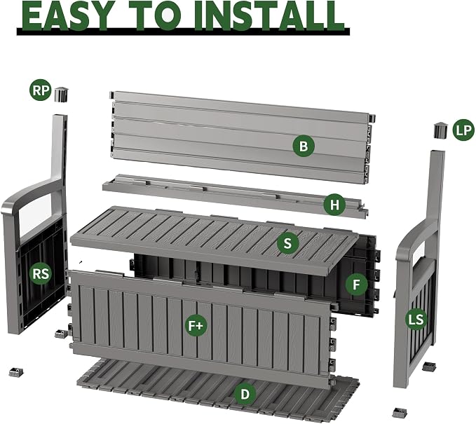 80 Gallon Outdoor Storage Bench, Waterproof Resin Deck Box - Image 7