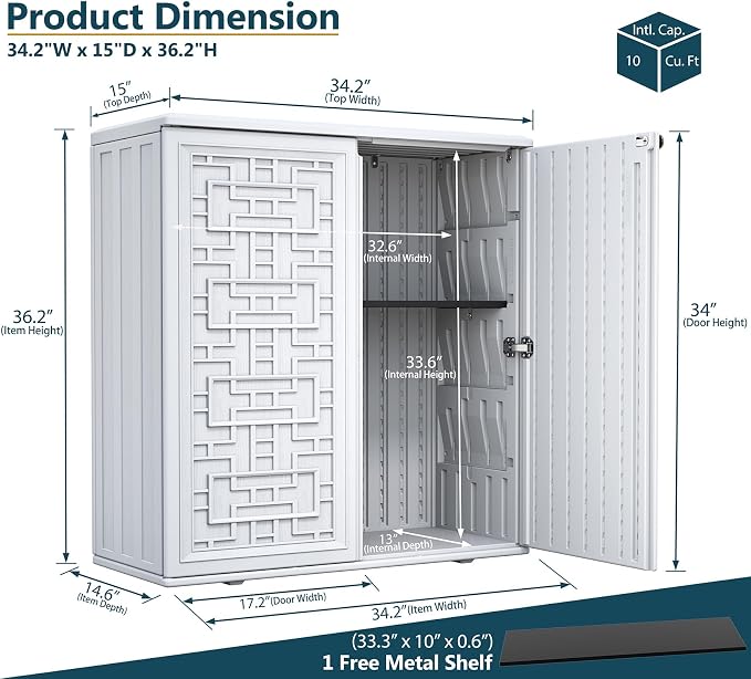 HOMSPARK Indoor/Outdoor Storage Cabinet - Image 3