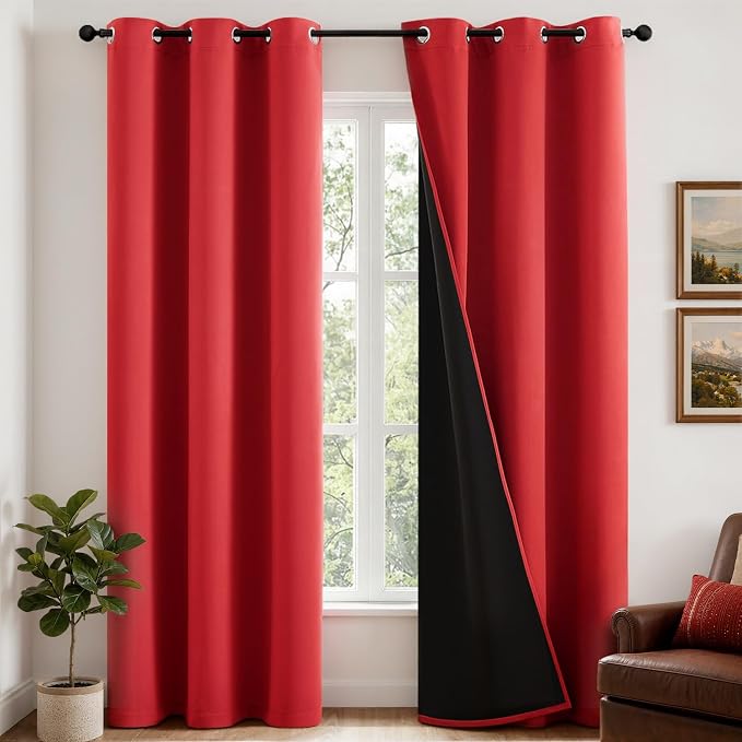 MIULEE Red 100% Blackout Curtains by MIULEE