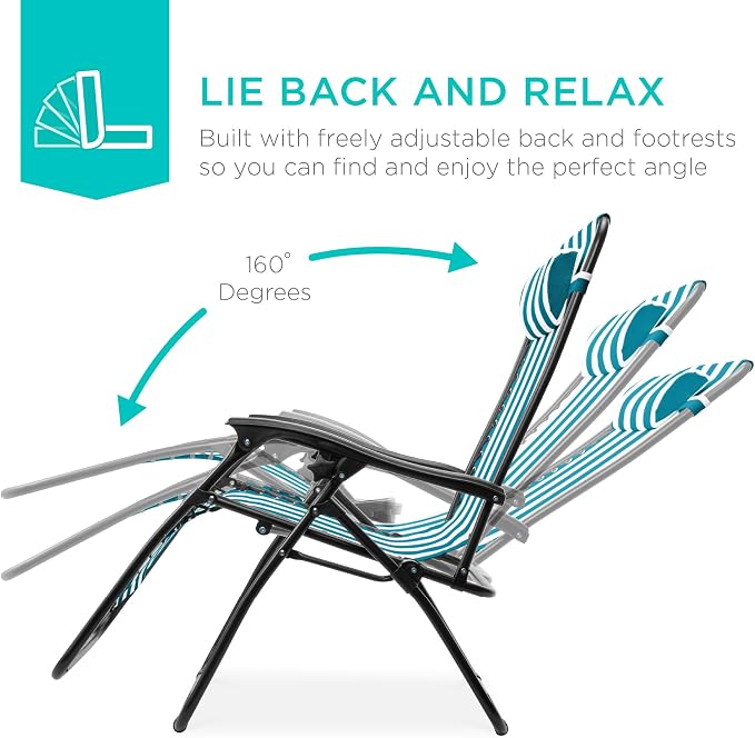 Best Choice Products Set of 2 Adjustable Steel Mesh Zero Gravity Lounge Chair - Image 4