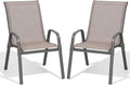 Patio Chairs Set of 2, All Weather Outdoor Dining Chairs | Stackable Dining by Dovov