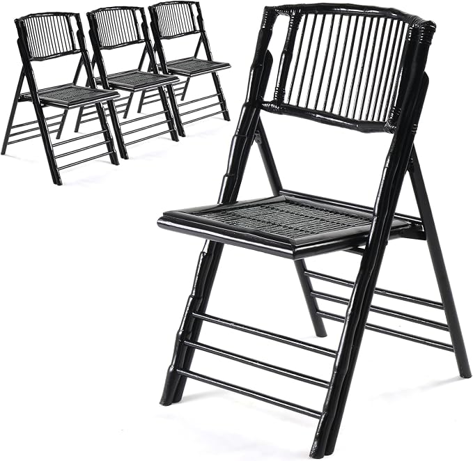 VINGLI Bamboo Folding Chair, Foldable Dining Wood Chairs Comfortable Seat by VINGLI