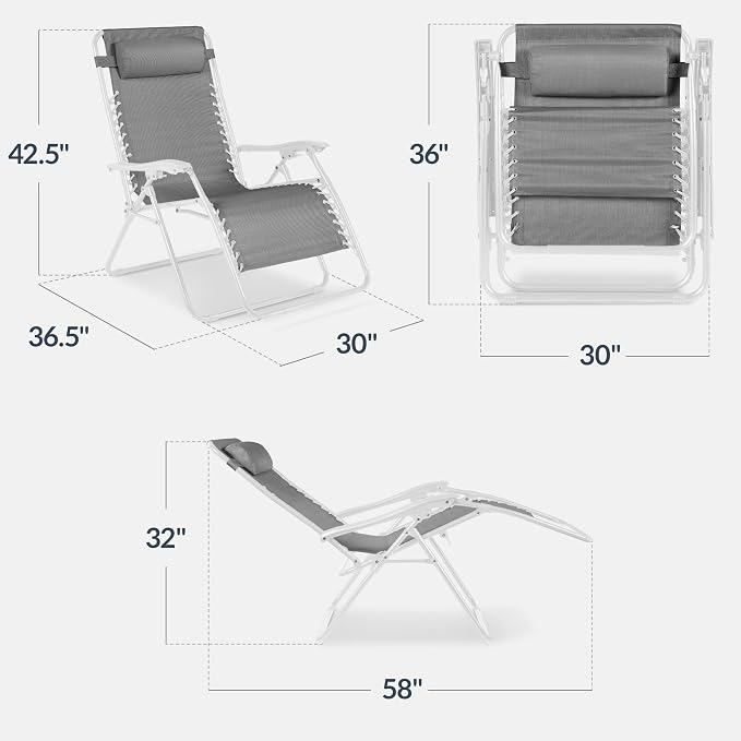 Best Choice Products Set of 2 Extra Wide Adjustable Steel Mesh Zero Gravity - Image 3