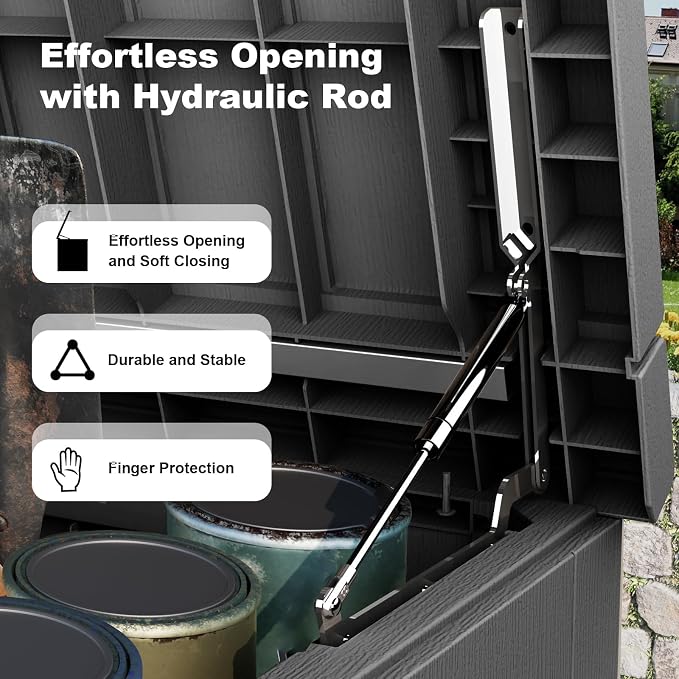Deck Box - 280 Gallon Large Outdoor Storage Box, Waterproof Weatherproof Resin - Image 7