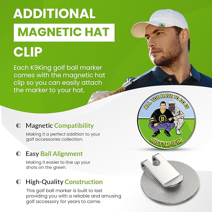 Ultimate Happy and Chubbs Gilmore Golf Ball Marker and Magnetic Hat Clip - Premium Golf Accessories | Enhance Your Golfing Experience with Precision Stamp Markers and Alignment Tools