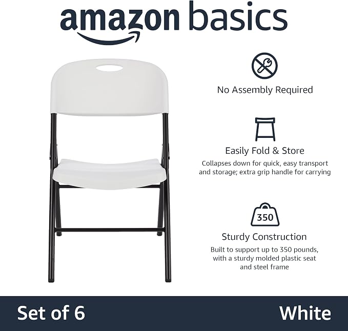 Amazon Basics Sturdy Foldable Portable Plastic Chair, 350-Pound Capacity - Image 4