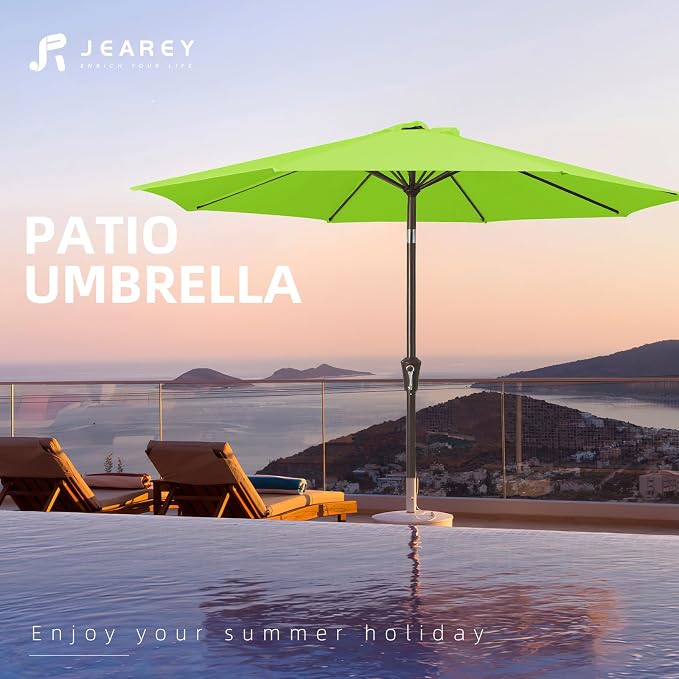 JEAREY 10 ft Outdoor Patio Umbrella w/Tilt and Crank, Apple Green | 8 Sturdy - Image 7