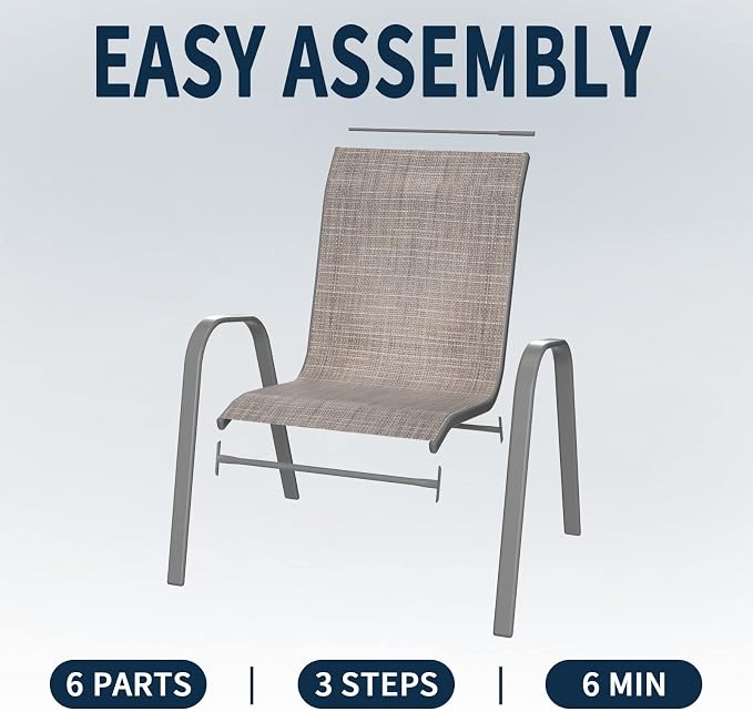 Amopatio Patio Chairs Set of 8, Outdoor Stackable Dining Chairs - Image 7