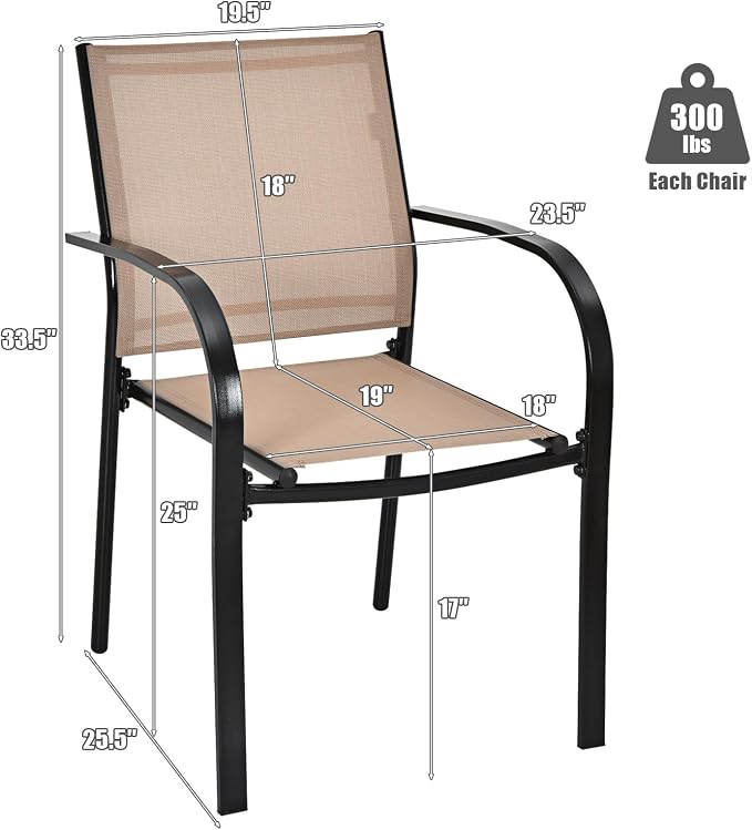 GIANTEX Set of 4 Outdoor Patio Chairs, Stackable Lawn Chairs - Image 3