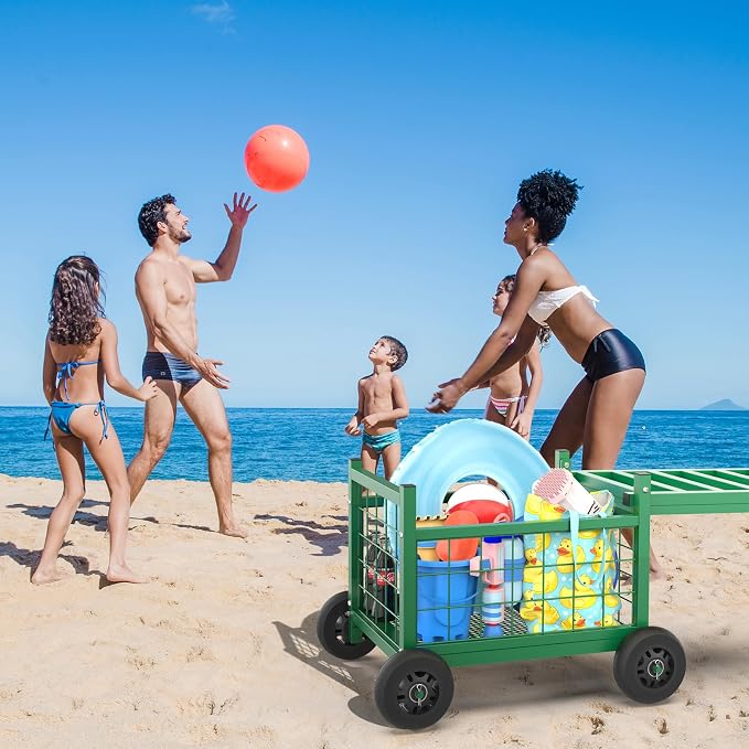 Extra Large Garden Cart with Seat, 3-in-1 Rolling Workseat with Wheels | - Image 6