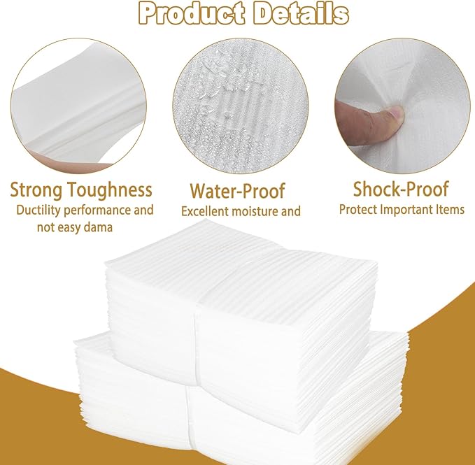100 Pack 6''x10'' Cushion Foam Pouches, Moving Supplies for Dishes, Packing Foam for Dishes & Cups, Glass Packing Paper and Plate Protectors for Moving Fragile Items (150x250x0.5MM)