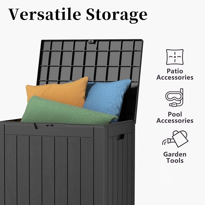 31 Gal Deck Box Waterproof Indoor Outdoor Storage Box | Resin storage bin - Image 3