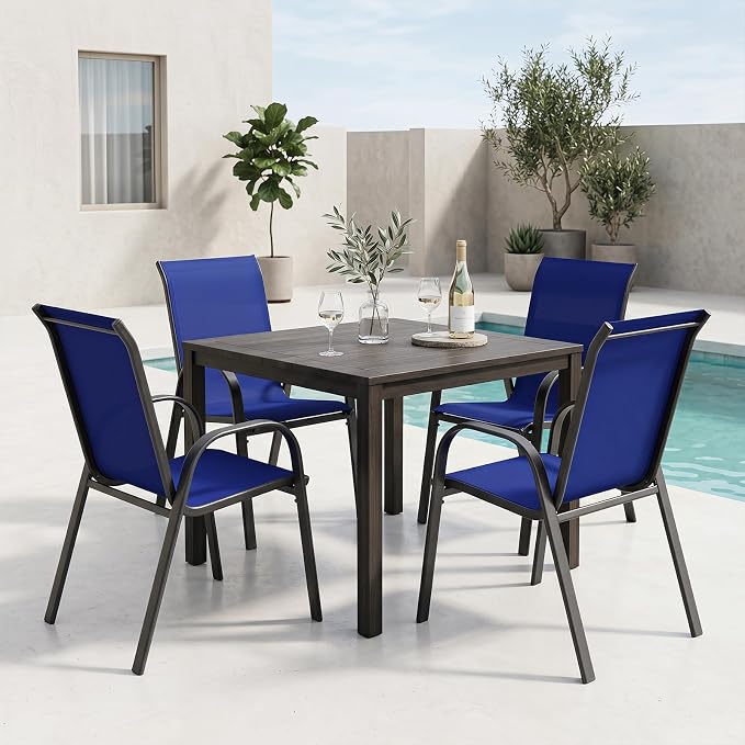 Tangkula Stackable Patio Dining Chairs Set of 4, Outdoor Armchairs - Image 4