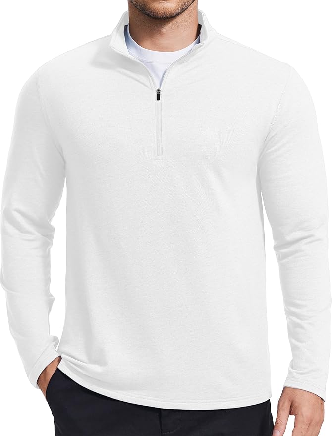 PINSPARK Men's Quarter Zip Up Pullover Mock Neck Sweatshirts Long Sleeve Golf shirts Performance Athletic Casual Workout