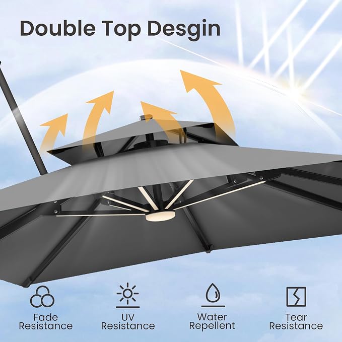 9x12 FT Outdoor Cantilever Patio Umbrella - Image 4