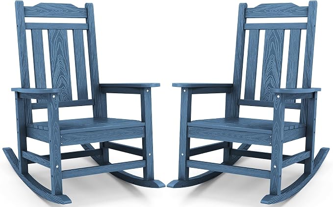 SERWALL Outdoor Rocking Chairs Set of 2, HDPE Porch Rocker Outdoor by SERWALL