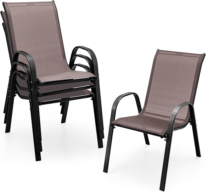 S AFSTAR Outdoor Chairs Set of 4, Stackable Patio Chairs by Safstar
