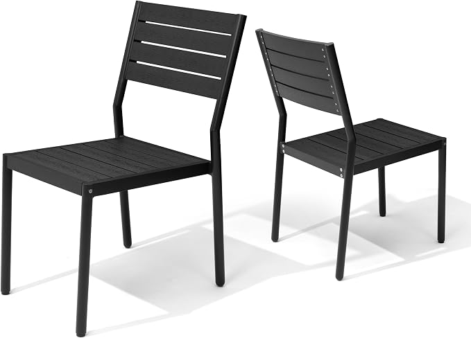 Pellebant Stackable Outdoor Patio Dining Chairs Set of 2 | Aluminum Armless by Pellebant