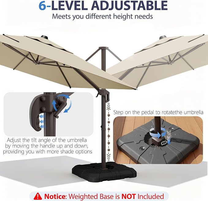 10' X 10' Patio Umbrella Cantilever Outdoor Rectangle Umbrella - Image 7