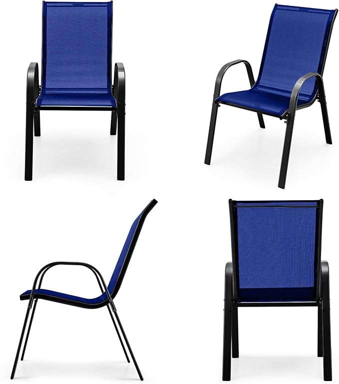 S AFSTAR Outdoor Chairs Set of 4, Stackable Patio Chairs - Image 9
