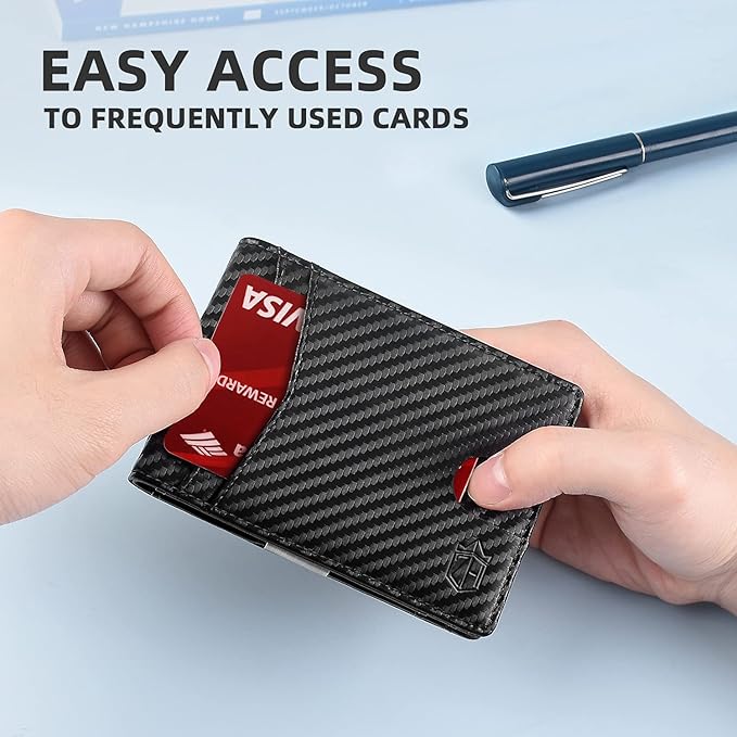 Zitahli Money Clip Wallets for Men,Slim Bifold Wallet 10-12 Cards, Mens Leather Wallet with ID Window,RFID Blocking Thin Minimalist Credit Card Holder,Gifts for Him