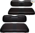 Golf Cart Seat Covers Front and Rear for EZGO TXT 1994-2013 Standard Seat Cushion, EZGO Vinyl Leather Seat Cover Set Replacement Accessories, No Staples, Black(4 PCS)