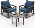 UDPATIO Rocking Chair Outdoor Oversized Metal Bistro Set 6.5" Cushion Navy | 3 by UDPATIO