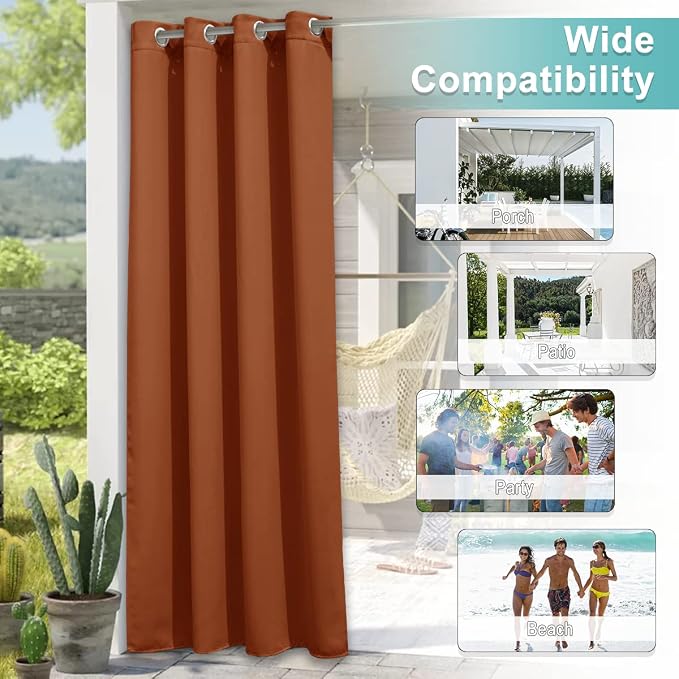 NICETOWN Outdoor Curtains for Patio Waterproof, Rustproof Silver Grommet Luxury - Image 5