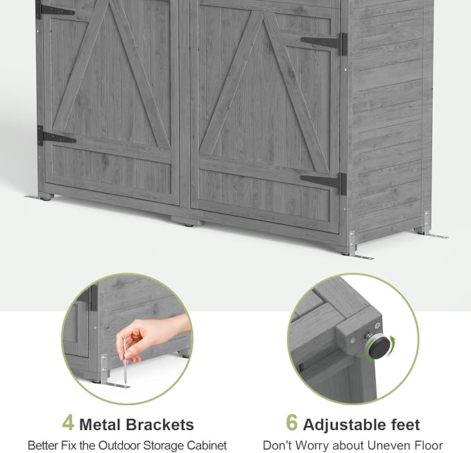 Gizoon Outdoor Cabinet, Waterproof Roof, Double Lockable Wooden Shed | 2 - Image 5