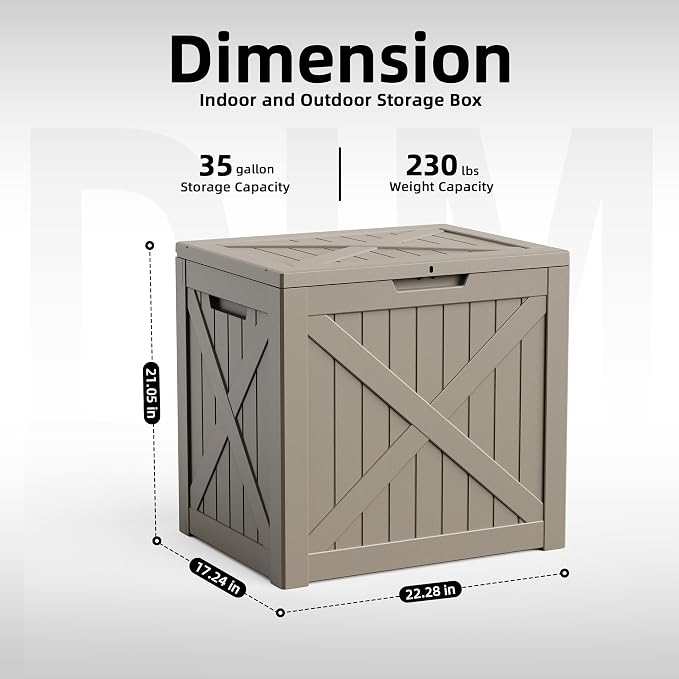 35 Gallon Outdoor Storage Box Waterproof Weatherproof Deck Box | Lockable - Image 7