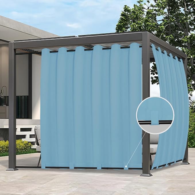 Easy-Going Outdoor Curtains for Patio 1 Panel, 110x96 inch, Sky Blue | by Easy-Going