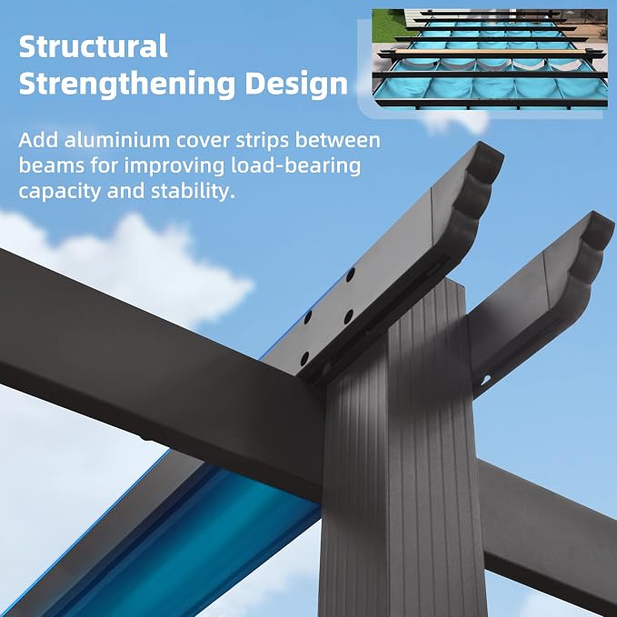 PURPLE LEAF Outdoor Pergola 10' X 18' Retractable Aluminum Turquoise Blue | - Image 4