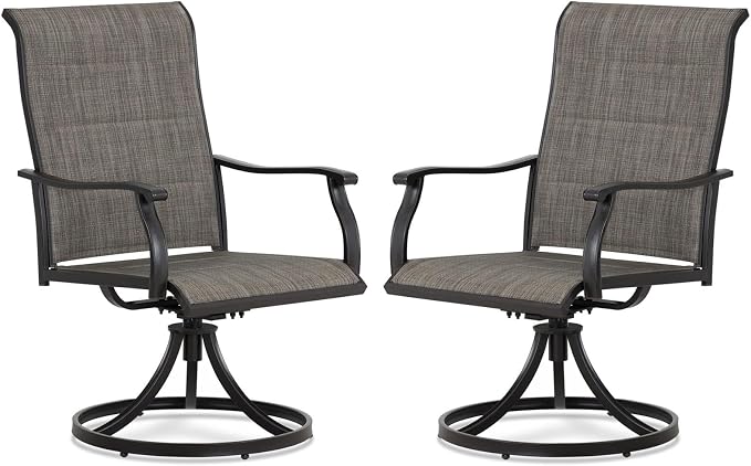 Outdoor Swivel Dining Chairs Set of 2, 360° Rotation & 20° Rocking, Ergonomic by Aoodor