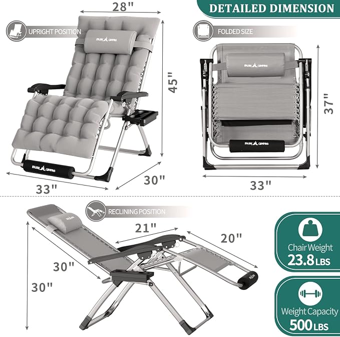 UDPATIO Oversized Zero Gravity Chair Patio Reclining Chairs - Image 3