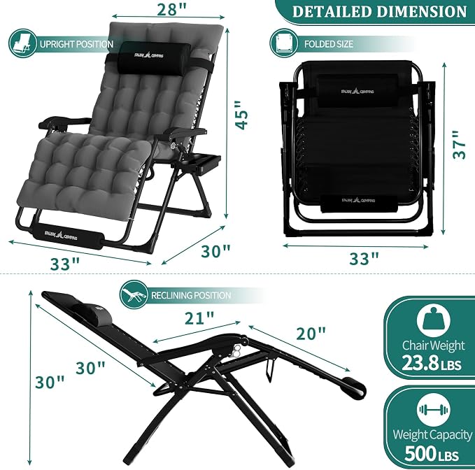 UDPATIO Oversized Zero Gravity Chair Patio Reclining Chairs - Image 3
